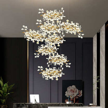 Gingko Leaves Chandelier with Adjustable Brightness