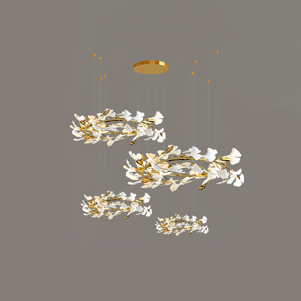 Gingko Leaves Chandelier with Adjustable Brightness