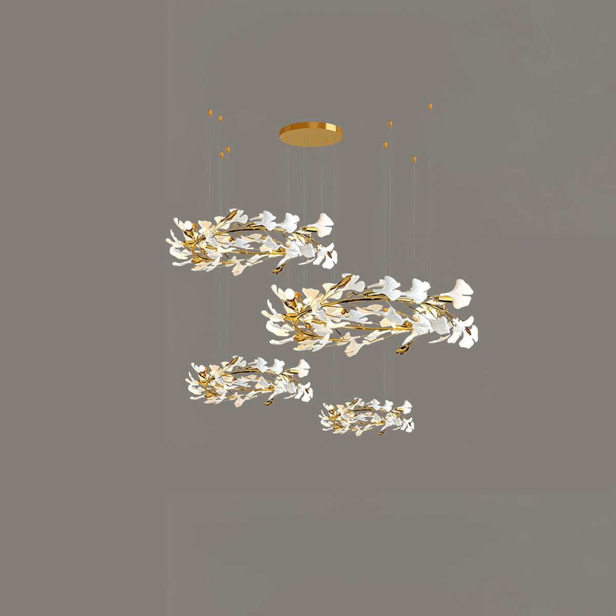 Gingko Leaves Chandelier with Adjustable Brightness