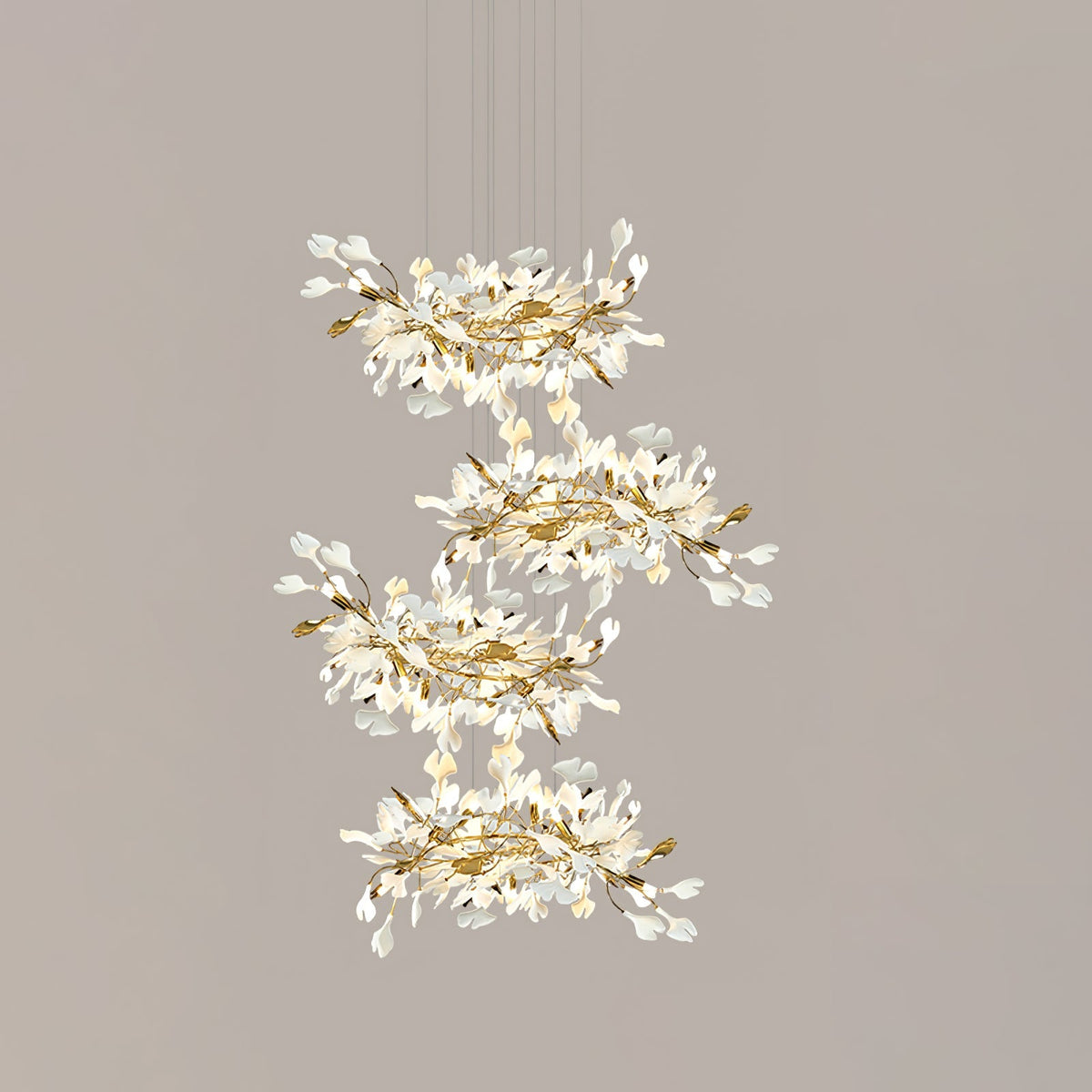 Gingko Leaves Chandelier with Adjustable Brightness