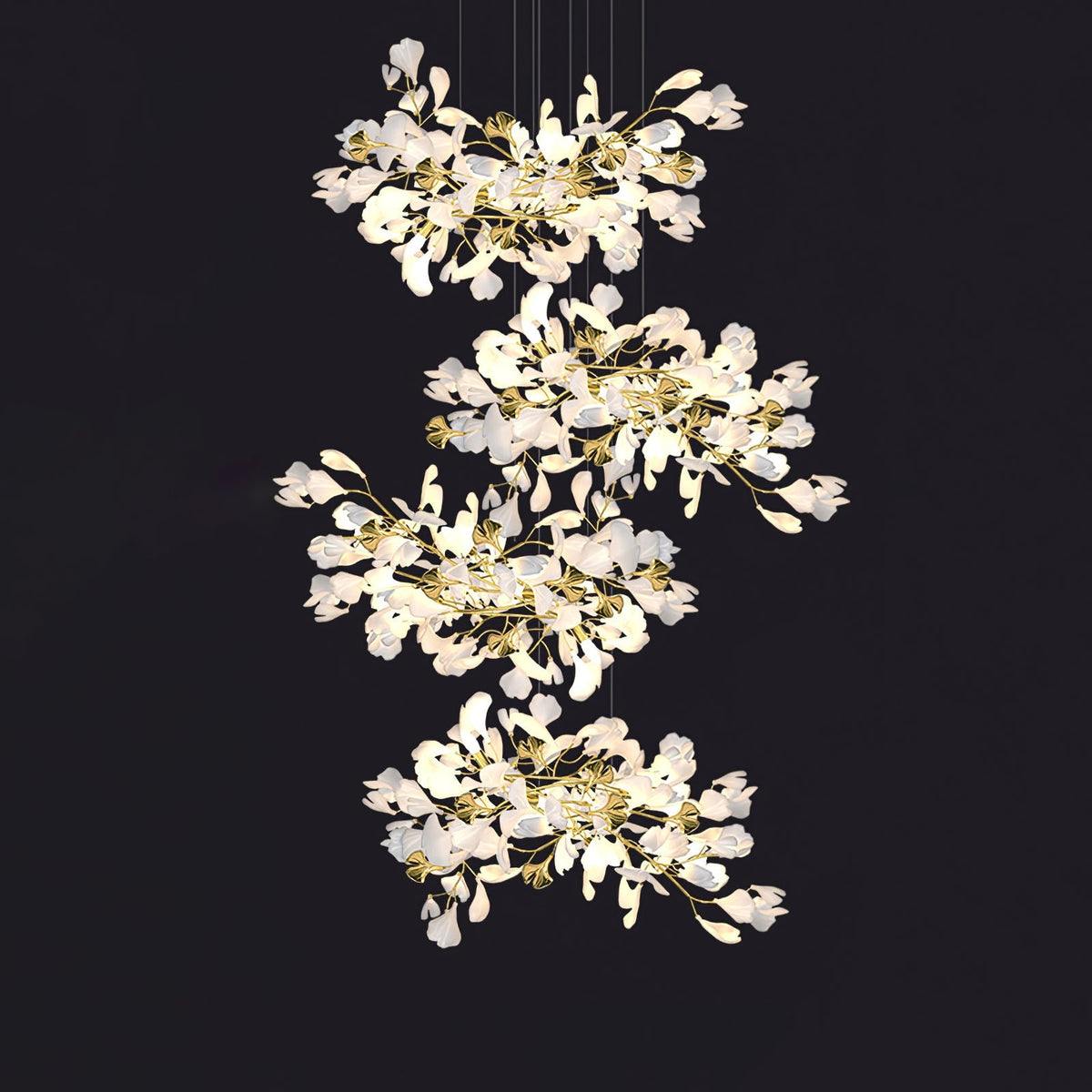 Gingko Leaves Chandelier with Adjustable Brightness
