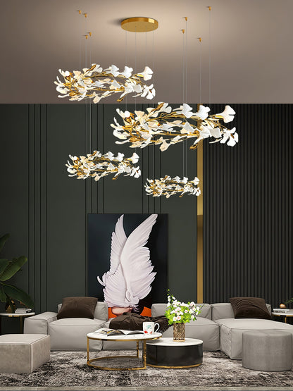 Gingko Leaves Chandelier with Adjustable Brightness