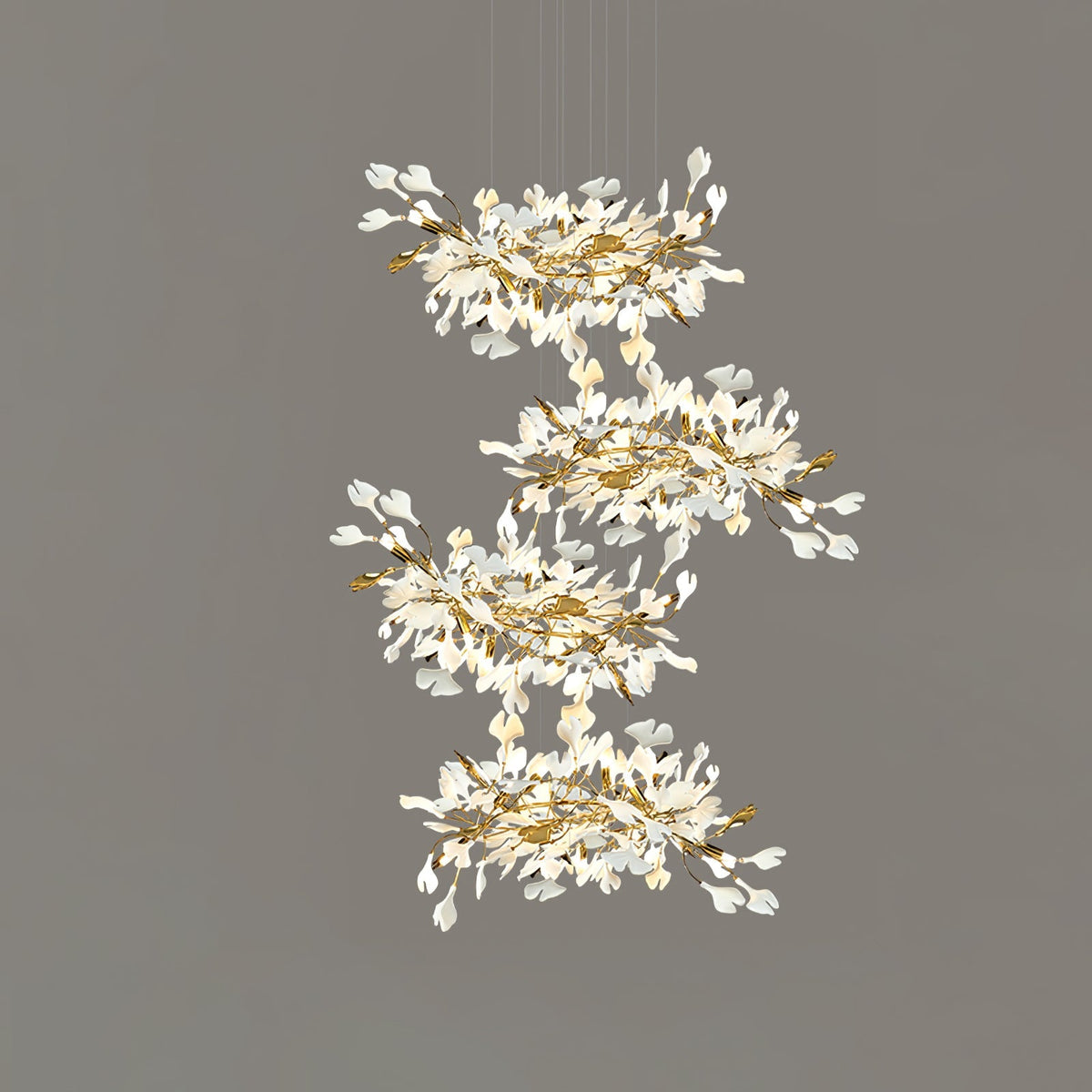 Gingko Leaves Chandelier with Adjustable Brightness