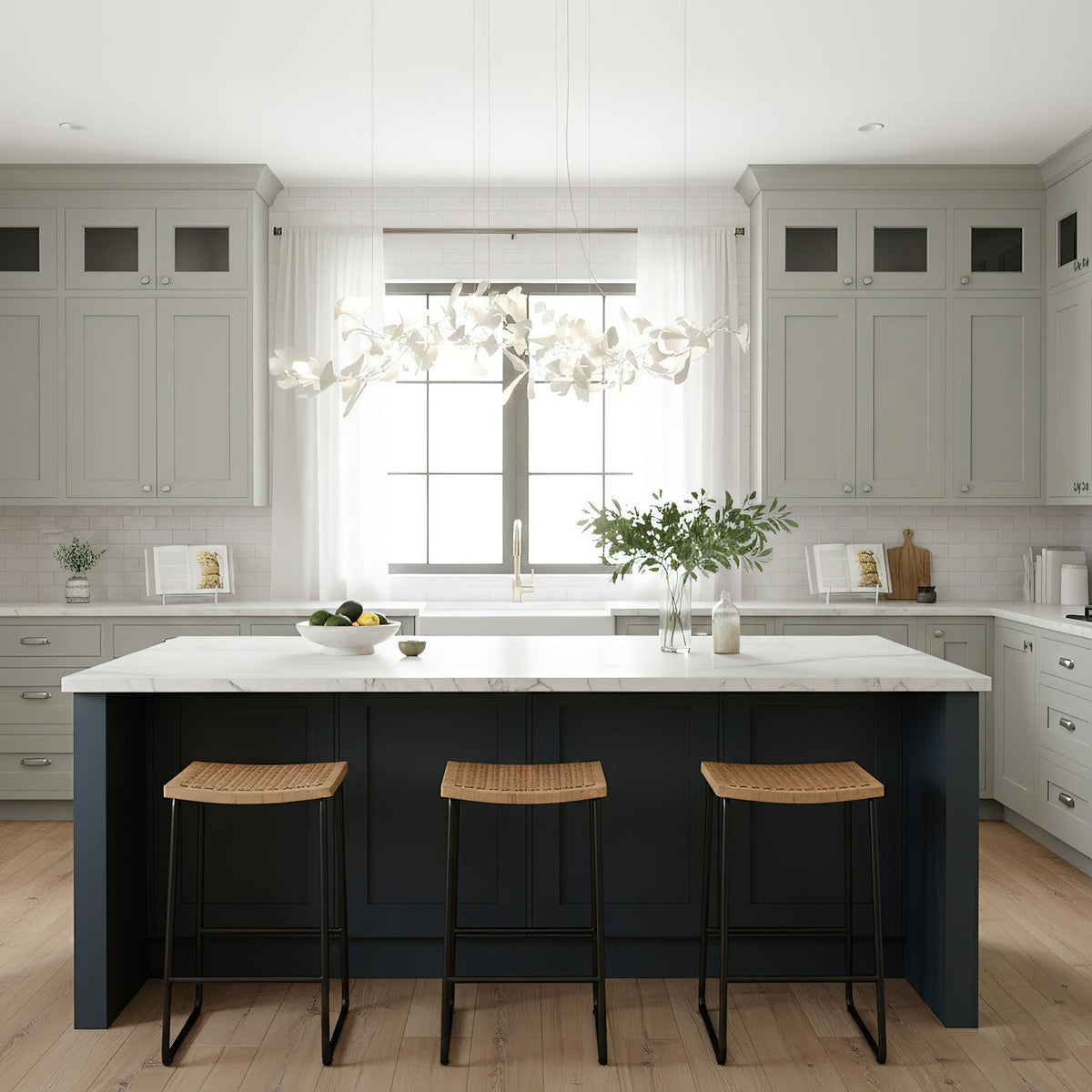 Porcelain Ginkgo Chandelier - Handcrafted, Energy Efficient Lighting