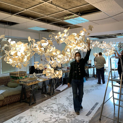 Gingko Leaves Chandelier with Adjustable Brightness