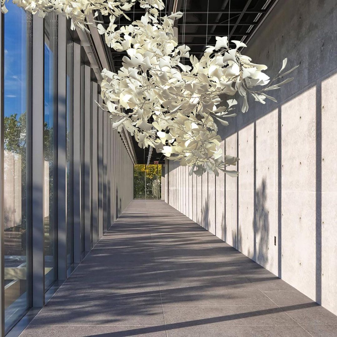 Gingko Leaves Chandelier with Adjustable Brightness