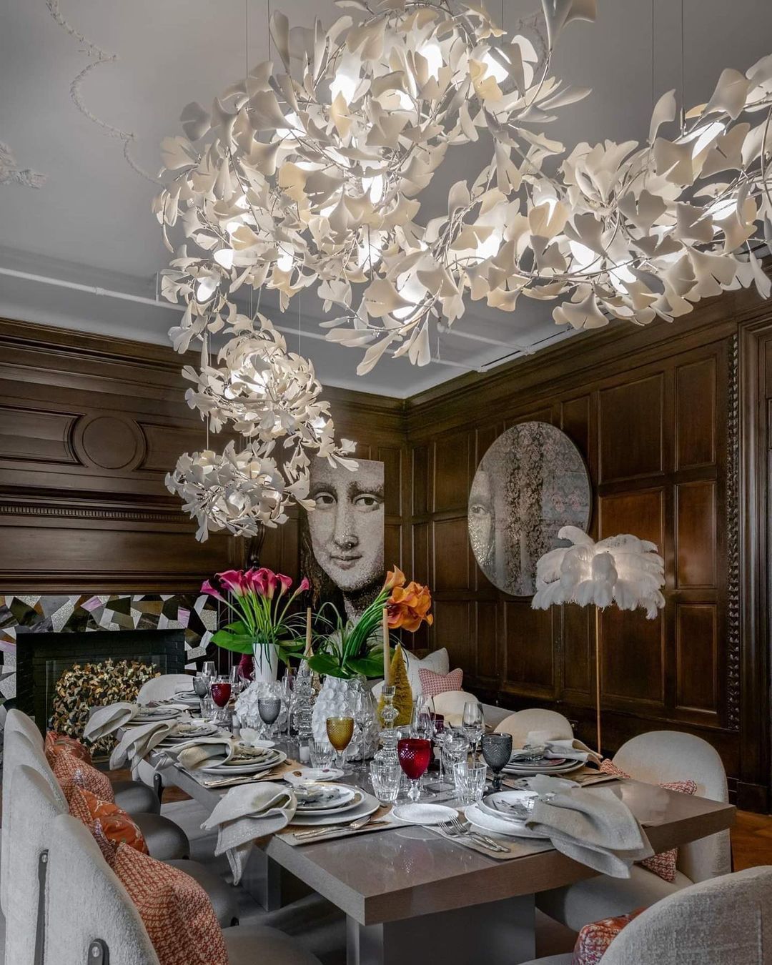 Gingko Leaves Chandelier with Adjustable Brightness