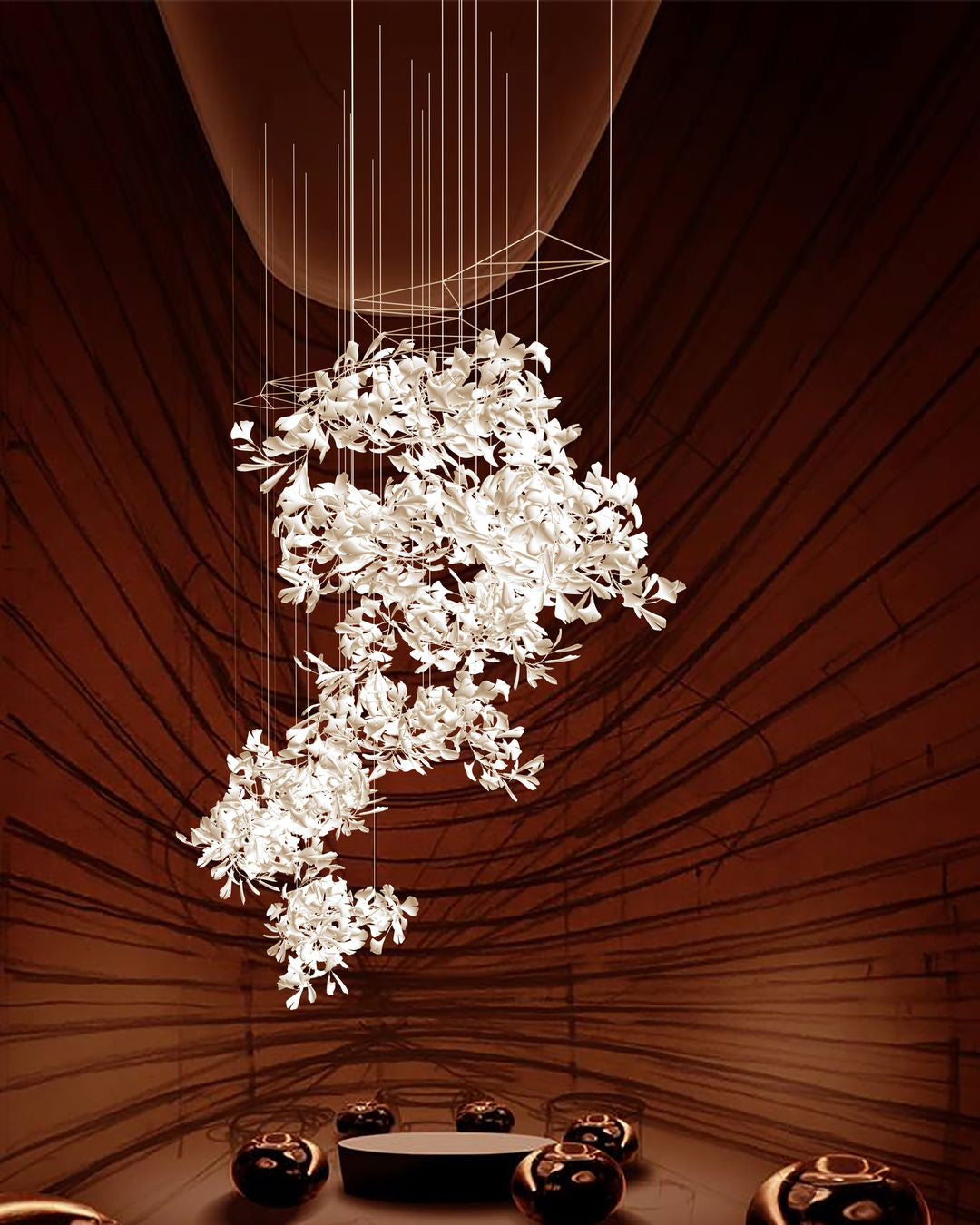 Gingko Leaves Chandelier with Adjustable Brightness