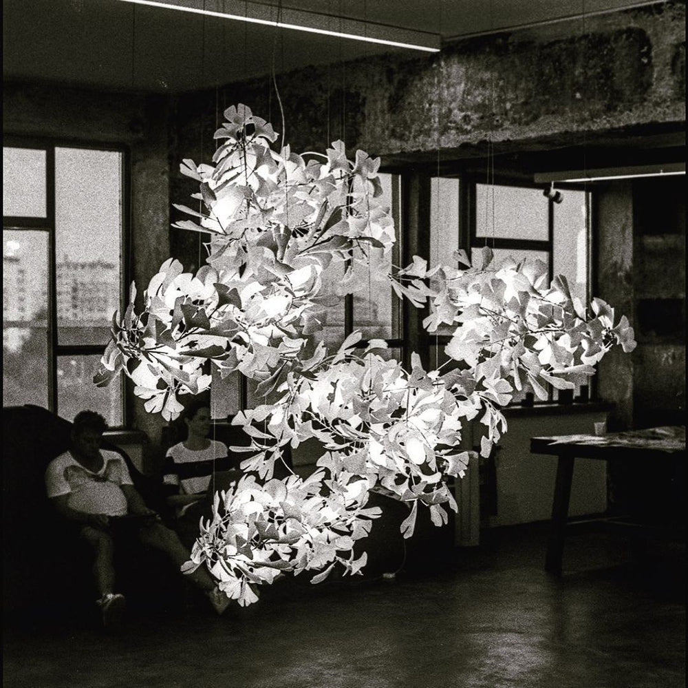 Gingko Leaves Chandelier with Adjustable Brightness