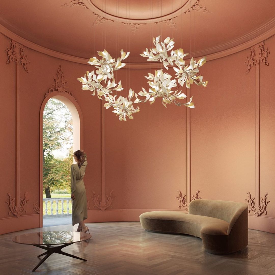Gingko Leaves Chandelier with Adjustable Brightness