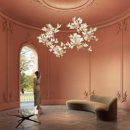 Gingko Leaves Chandelier with Adjustable Brightness
