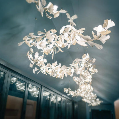 Gingko Leaves Chandelier with Adjustable Brightness