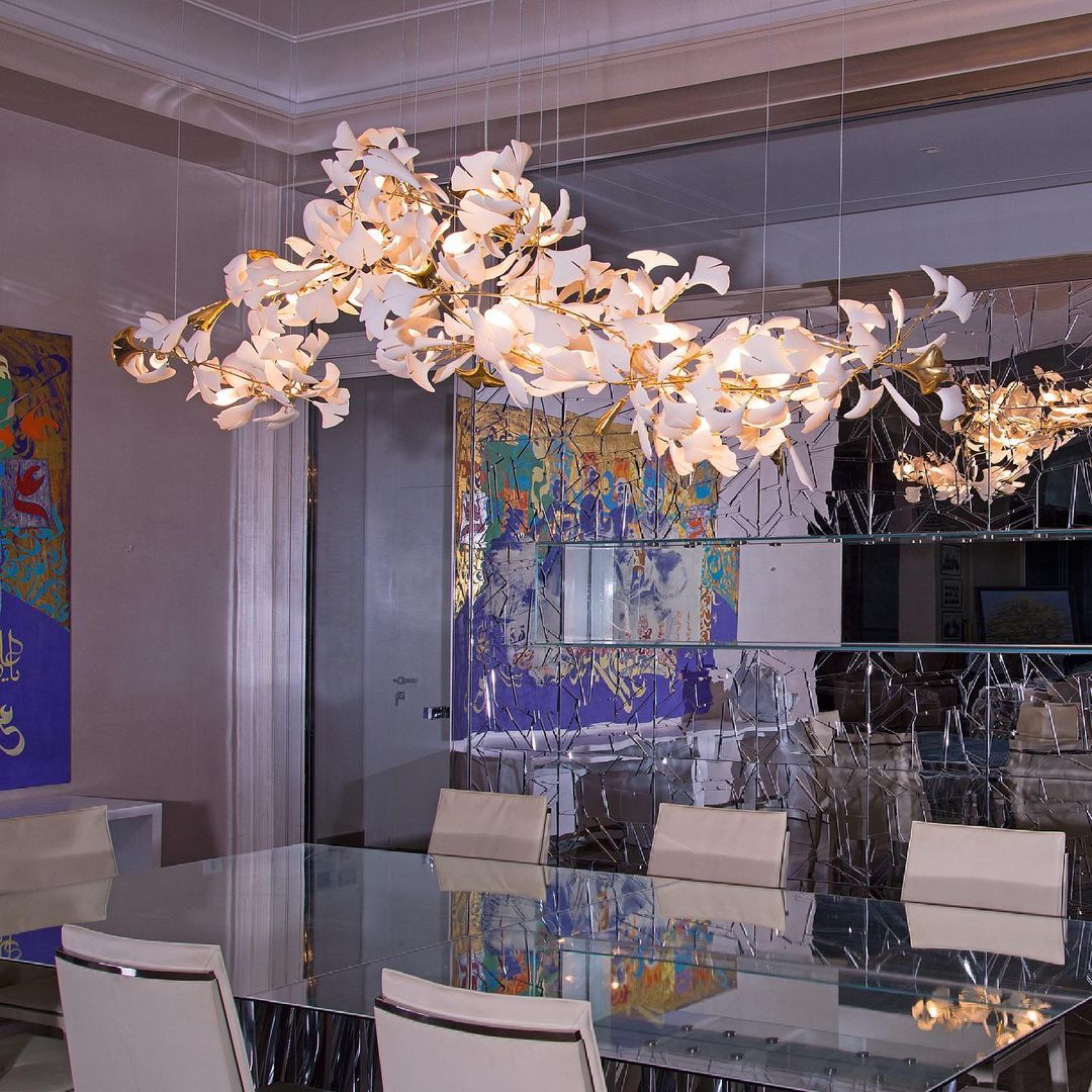 Gingko Leaves Chandelier with Adjustable Brightness