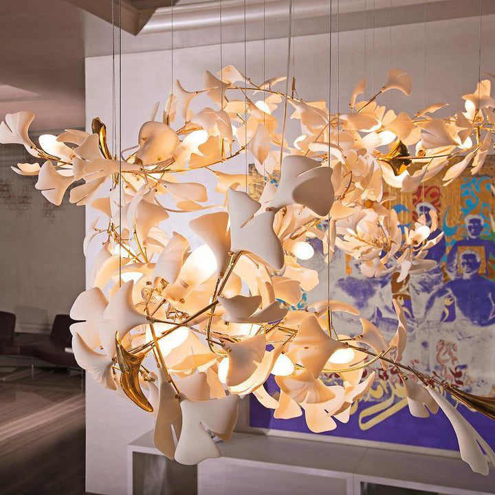 Gingko Leaves Chandelier with Adjustable Brightness