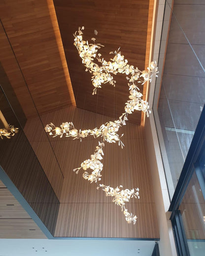 Gingko Leaves Chandelier with Adjustable Brightness