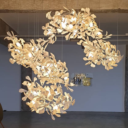 Gingko Leaves Chandelier with Adjustable Brightness