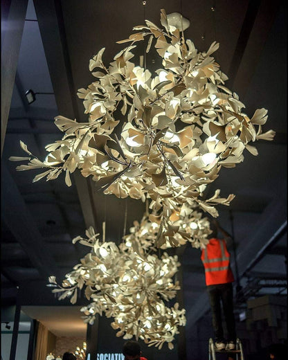 Gingko Leaves Chandelier with Adjustable Brightness