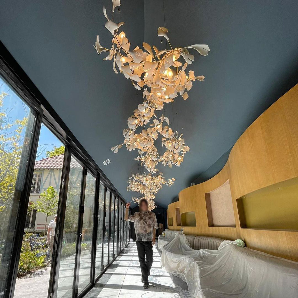 Gingko Leaves Chandelier with Adjustable Brightness