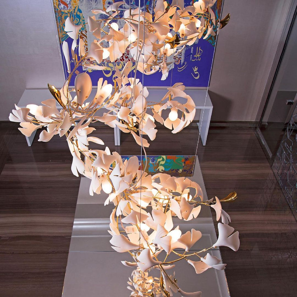 Gingko Leaves Chandelier with Adjustable Brightness