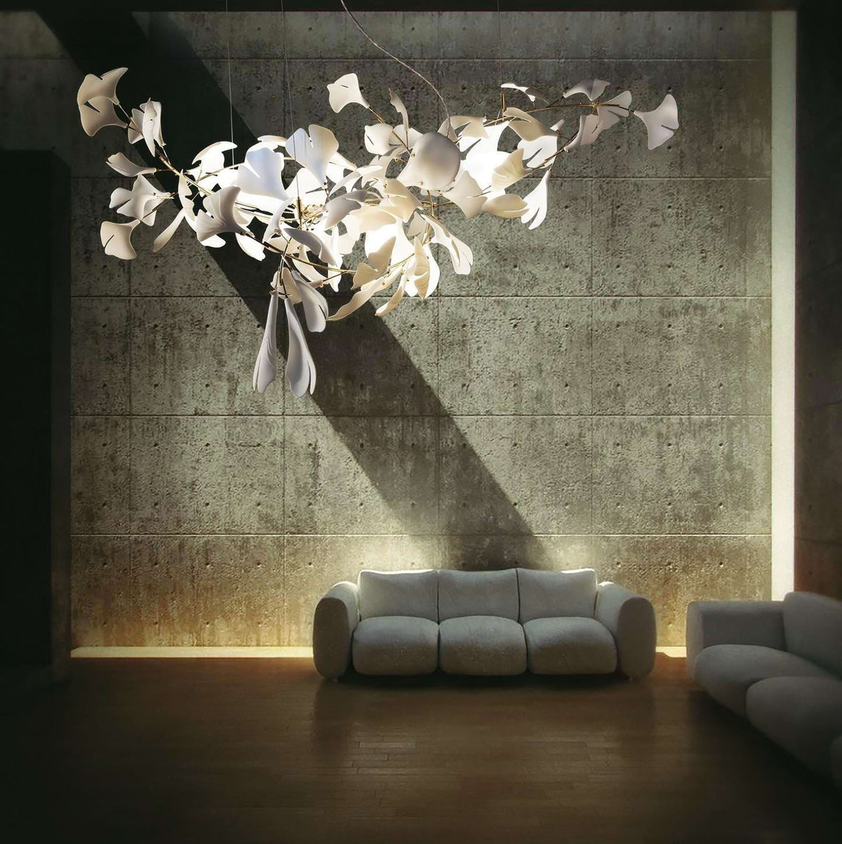 Gingko Leaves Chandelier with Adjustable Brightness