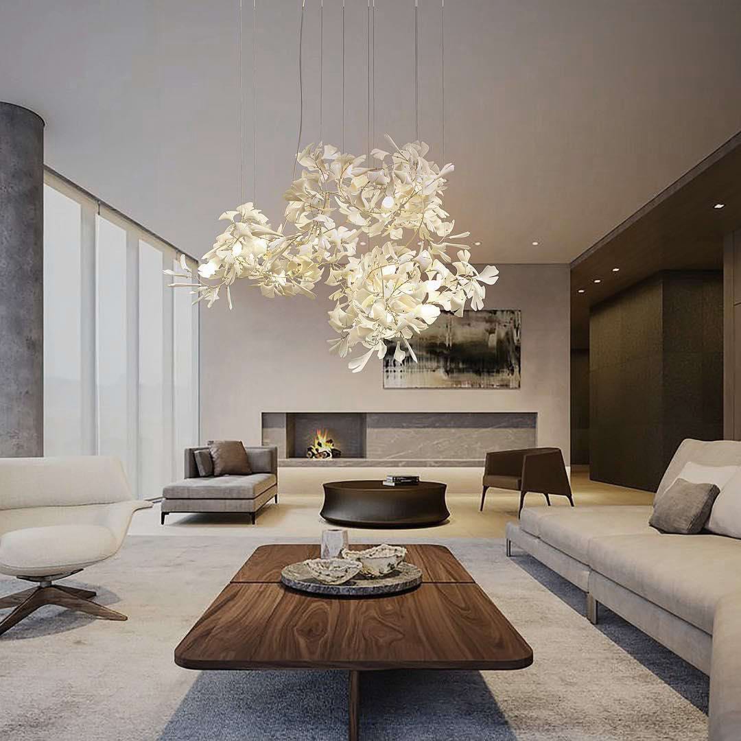 Gingko Leaves Chandelier with Adjustable Brightness