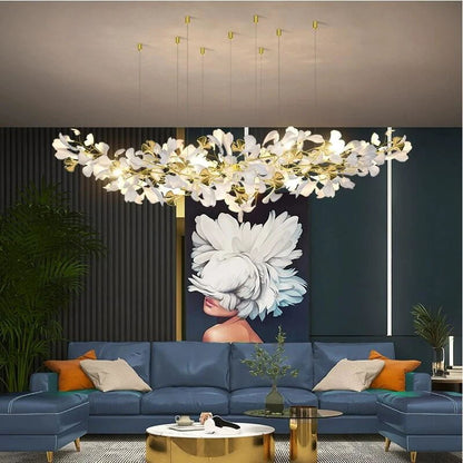 Gingko Leaves Chandelier with Adjustable Brightness