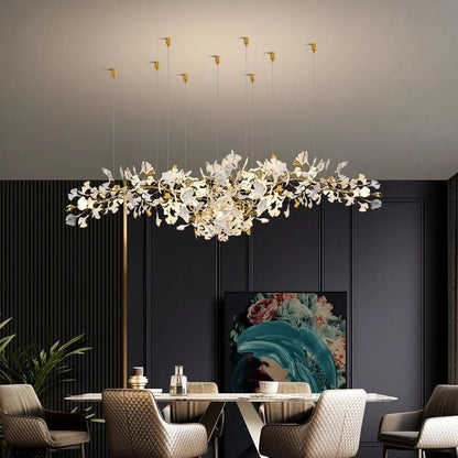 Gingko Leaves Chandelier with Adjustable Brightness