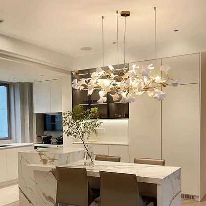 Gingko Leaves Chandelier with Adjustable Brightness
