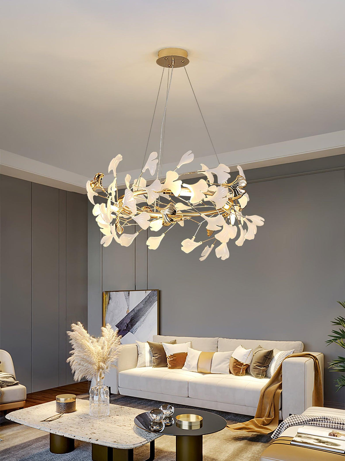 Leaf Garland Chandelier with Adjustable Brightness