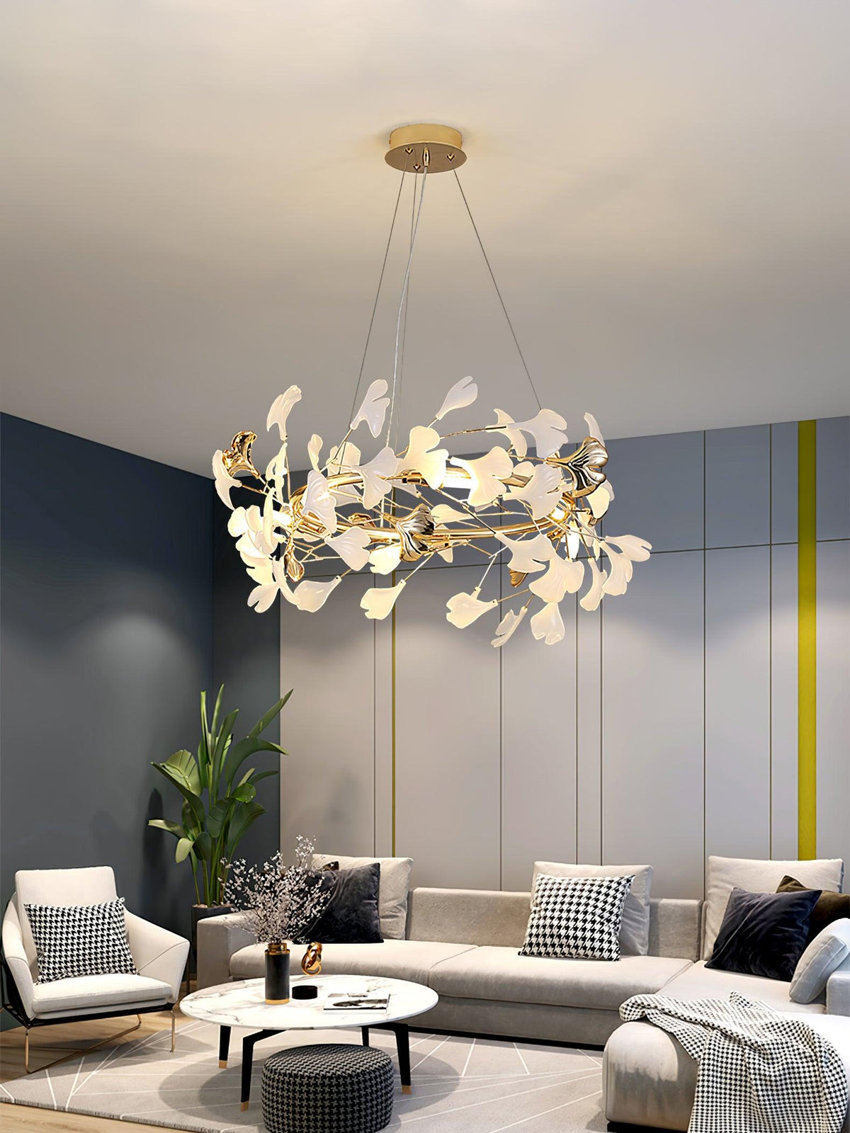 Leaf Garland Chandelier with Adjustable Brightness