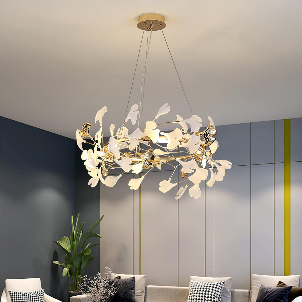 Leaf Garland Chandelier with Adjustable Brightness