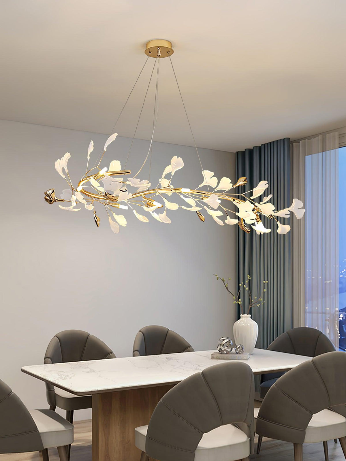 Leaf Garland Chandelier with Adjustable Brightness