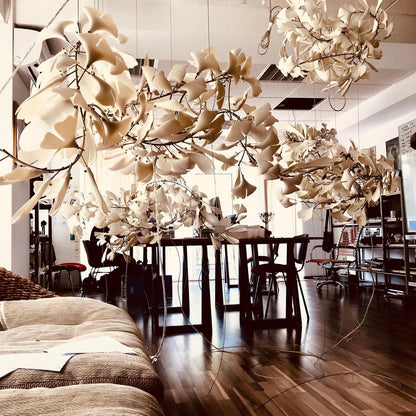Gingko Leaves Chandelier with Adjustable Brightness