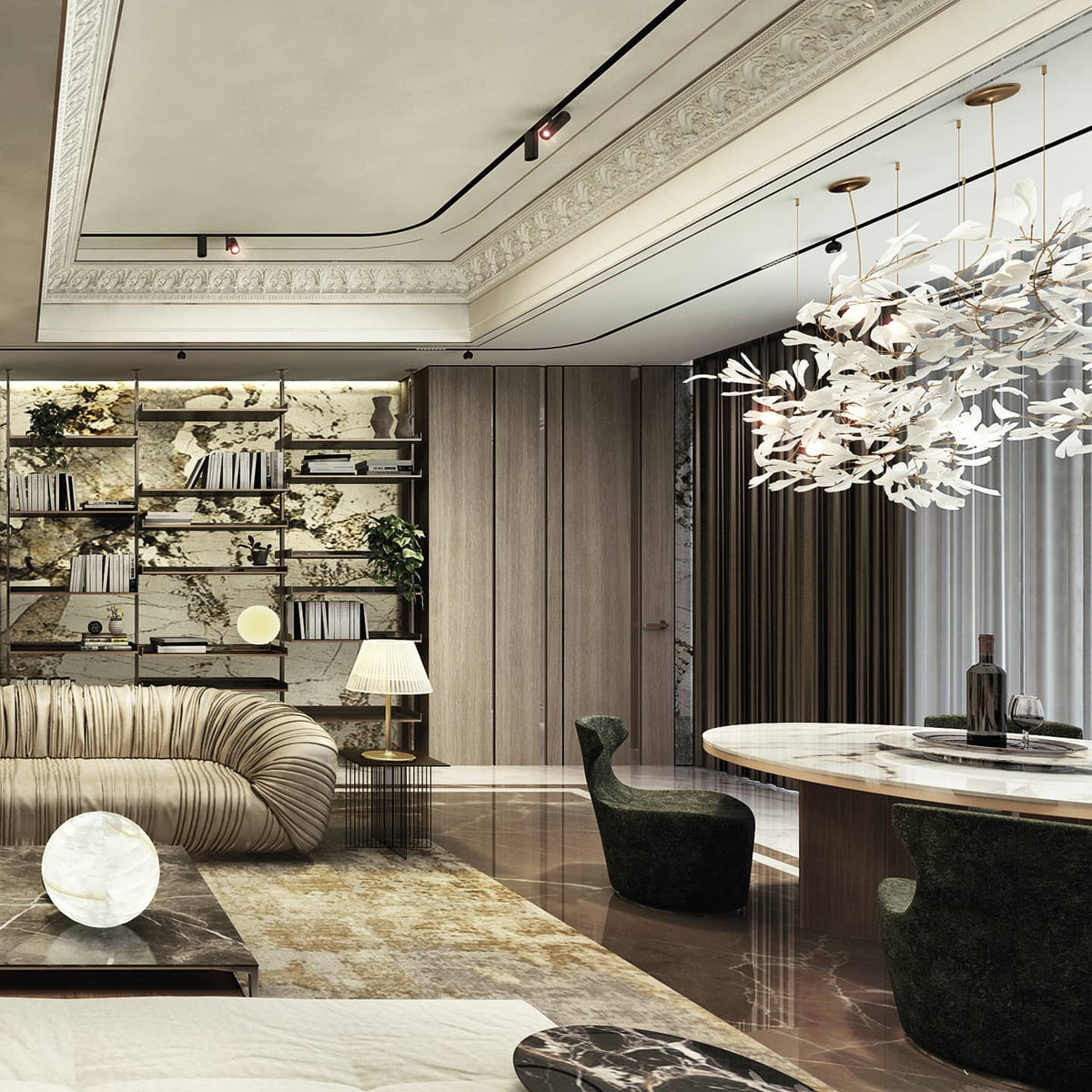 Gingko Leaves Chandelier with Adjustable Brightness