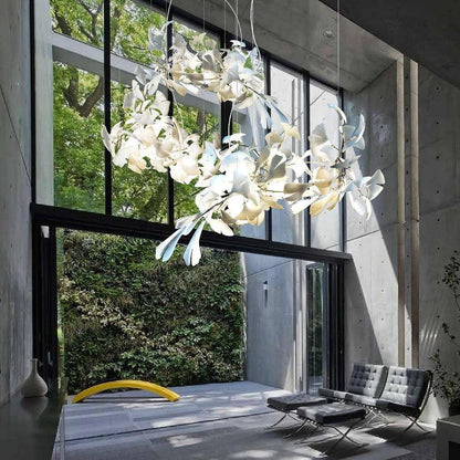 Porcelain Ginkgo Chandelier - Handcrafted, Energy Efficient Lighting