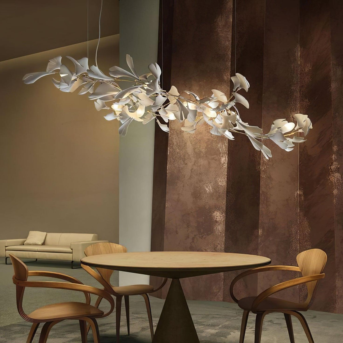 Porcelain Ginkgo Chandelier - Handcrafted, Energy Efficient Lighting