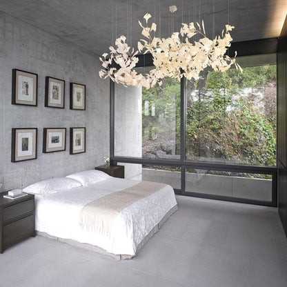 Porcelain Ginkgo Chandelier - Handcrafted, Energy Efficient Lighting