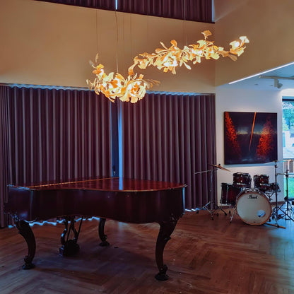 Porcelain Ginkgo Chandelier - Handcrafted, Energy Efficient Lighting