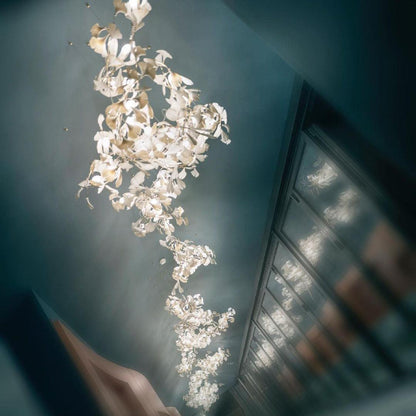 Porcelain Ginkgo Chandelier - Handcrafted, Energy Efficient Lighting