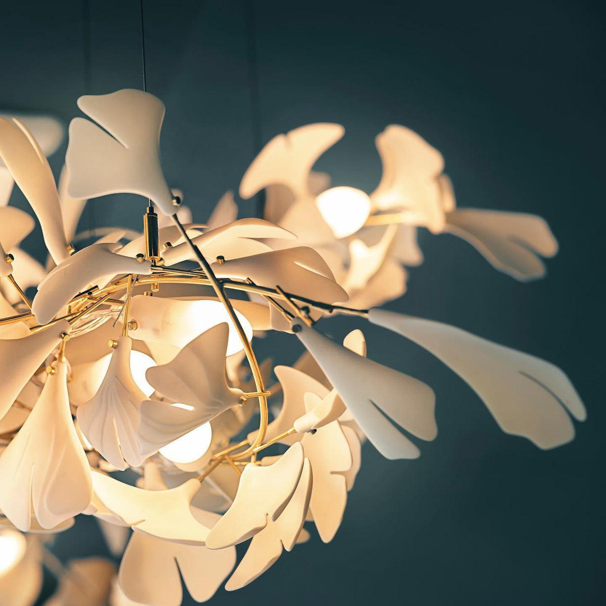 Porcelain Ginkgo Chandelier - Handcrafted, Energy Efficient Lighting