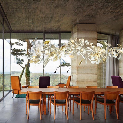 Porcelain Ginkgo Chandelier - Handcrafted, Energy Efficient Lighting