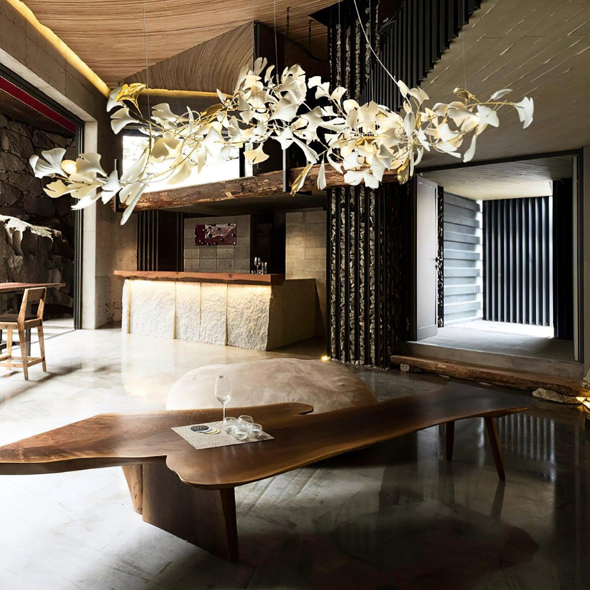 Porcelain Ginkgo Chandelier - Handcrafted, Energy Efficient Lighting
