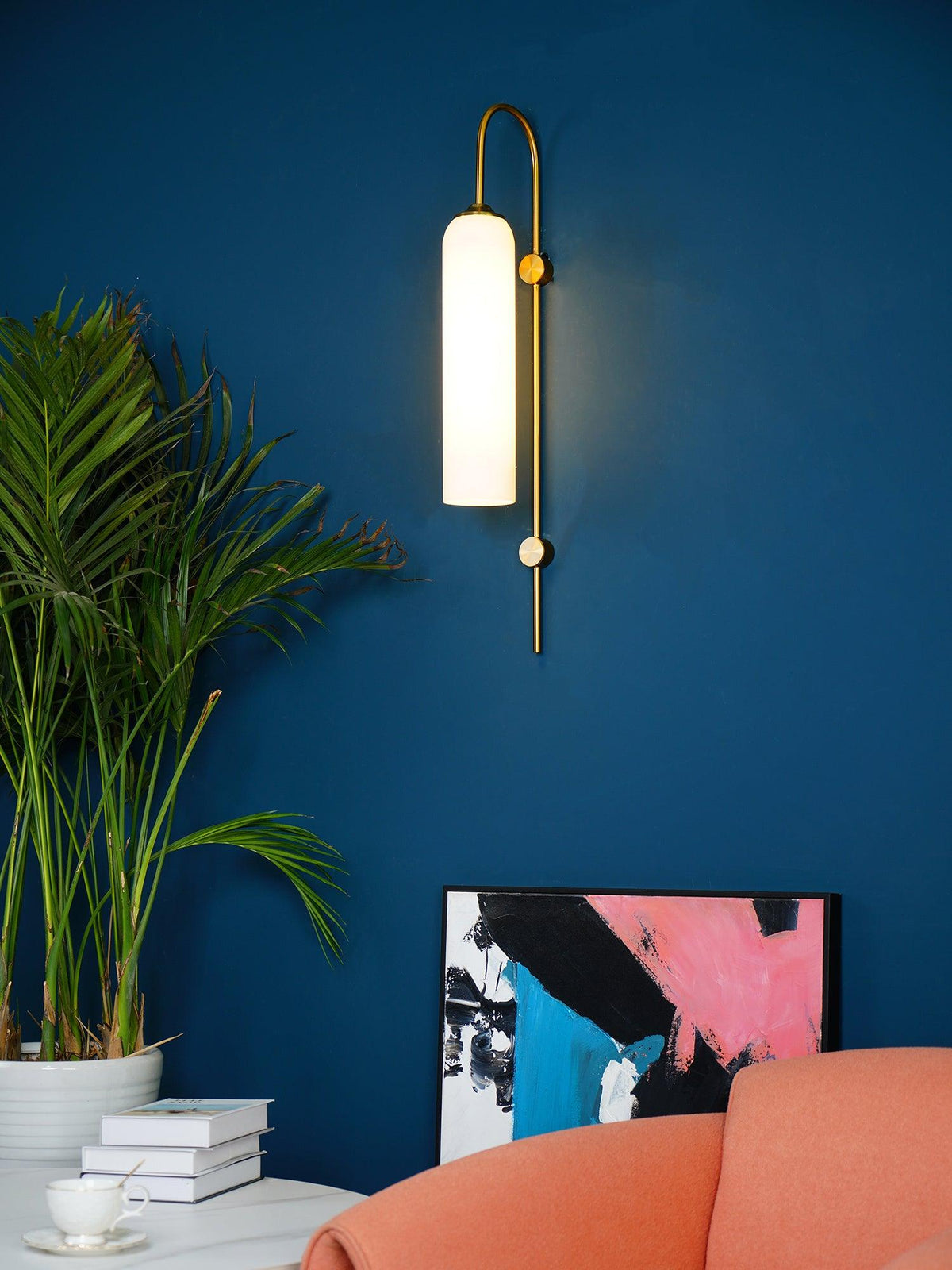 Sleek Glass Wall Lamp, 7 Glass Colors