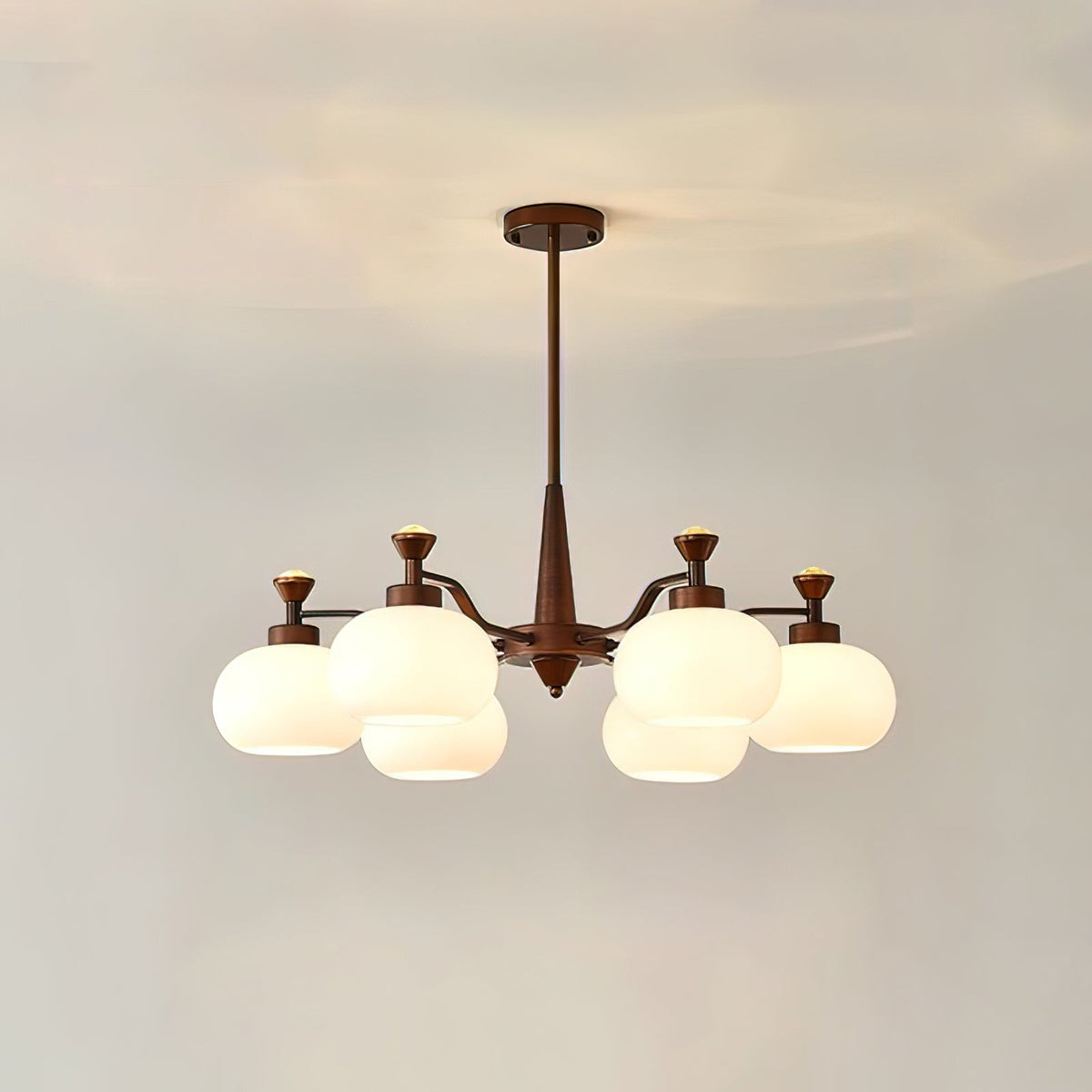 Modern Globe Spotlight Chandelier with Adjustable Arms — front view