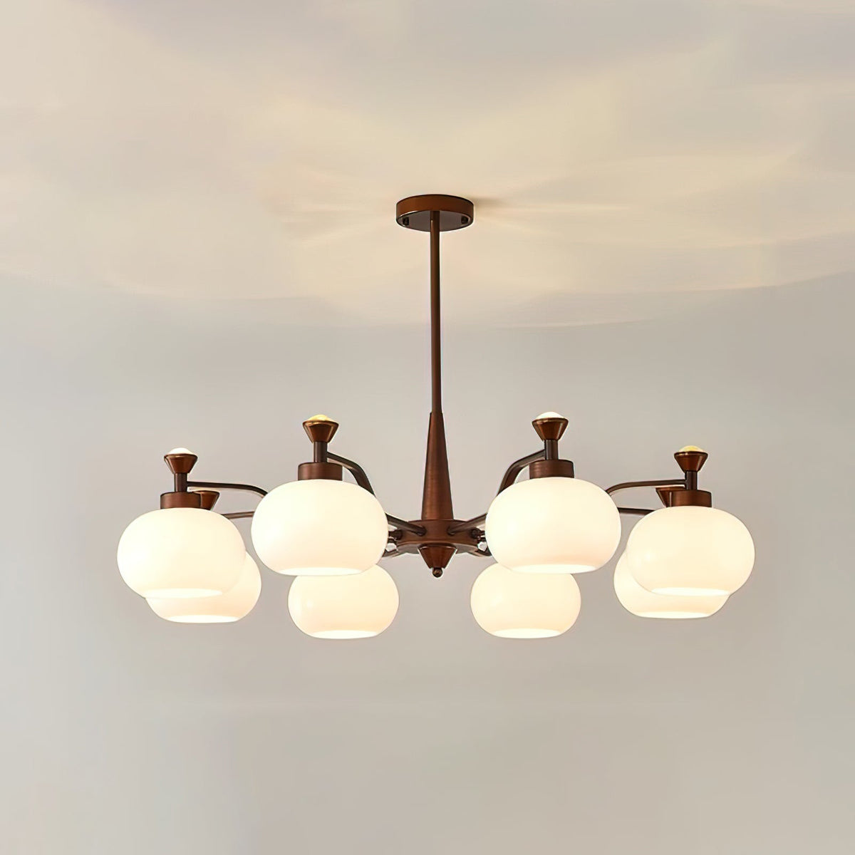 Modern Globe Spotlight Chandelier with Adjustable Arms — side view