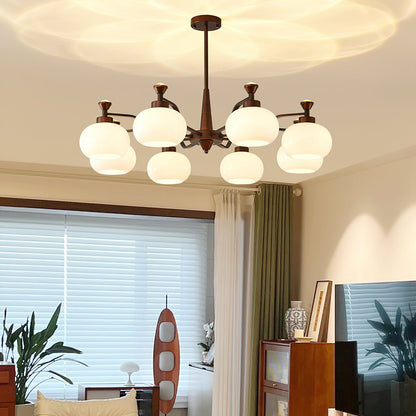 Modern Globe Spotlight Chandelier with Adjustable Arms — front view