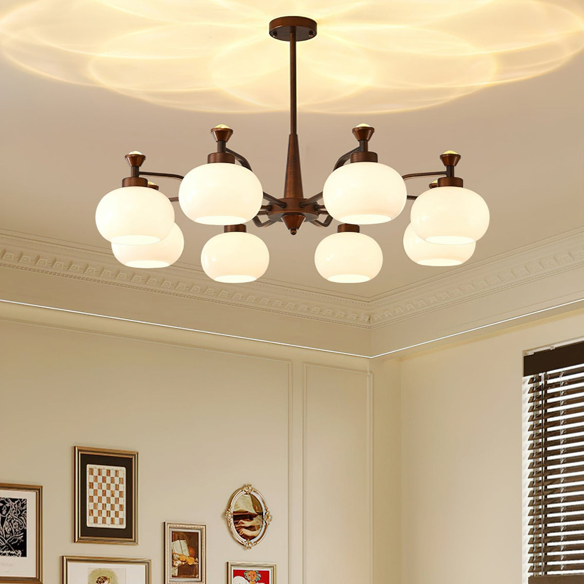 Modern Globe Spotlight Chandelier with Adjustable Arms — lifestyle view