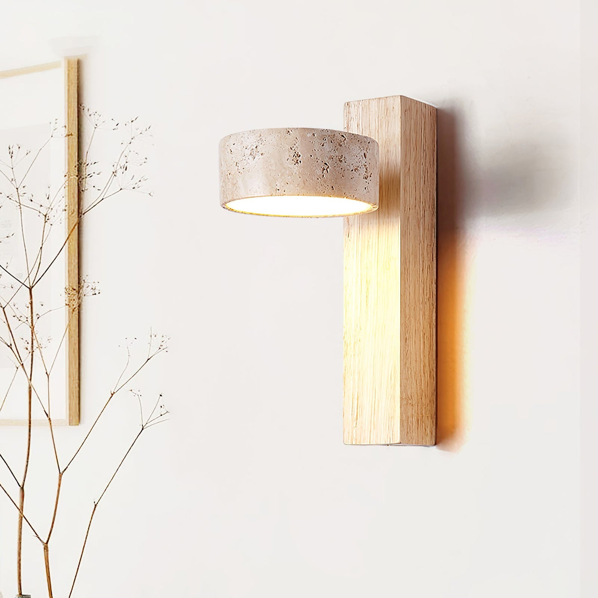 Travertine Beam Wall Lamp, Adjustable LED — front view