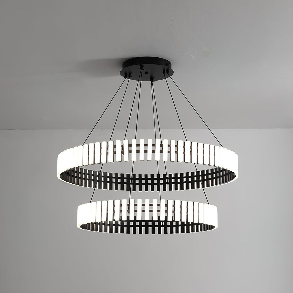 Modern Hanging LED Chandelier with Dimmable Brightness & Energy Efficiency — lifestyle view
