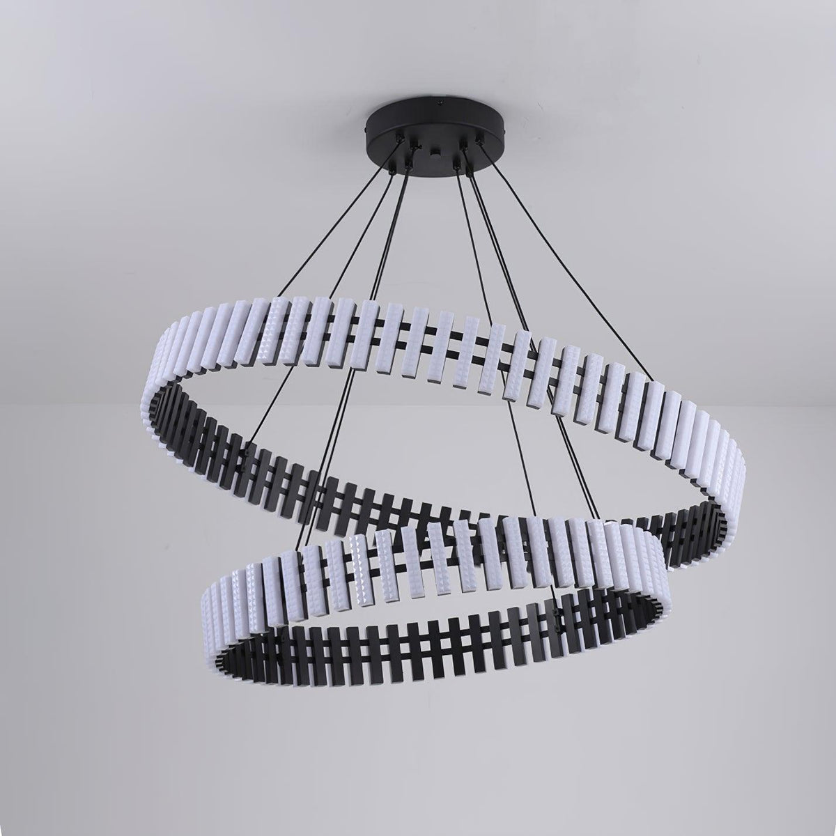 Modern Hanging LED Chandelier with Dimmable Brightness & Energy Efficiency — front view